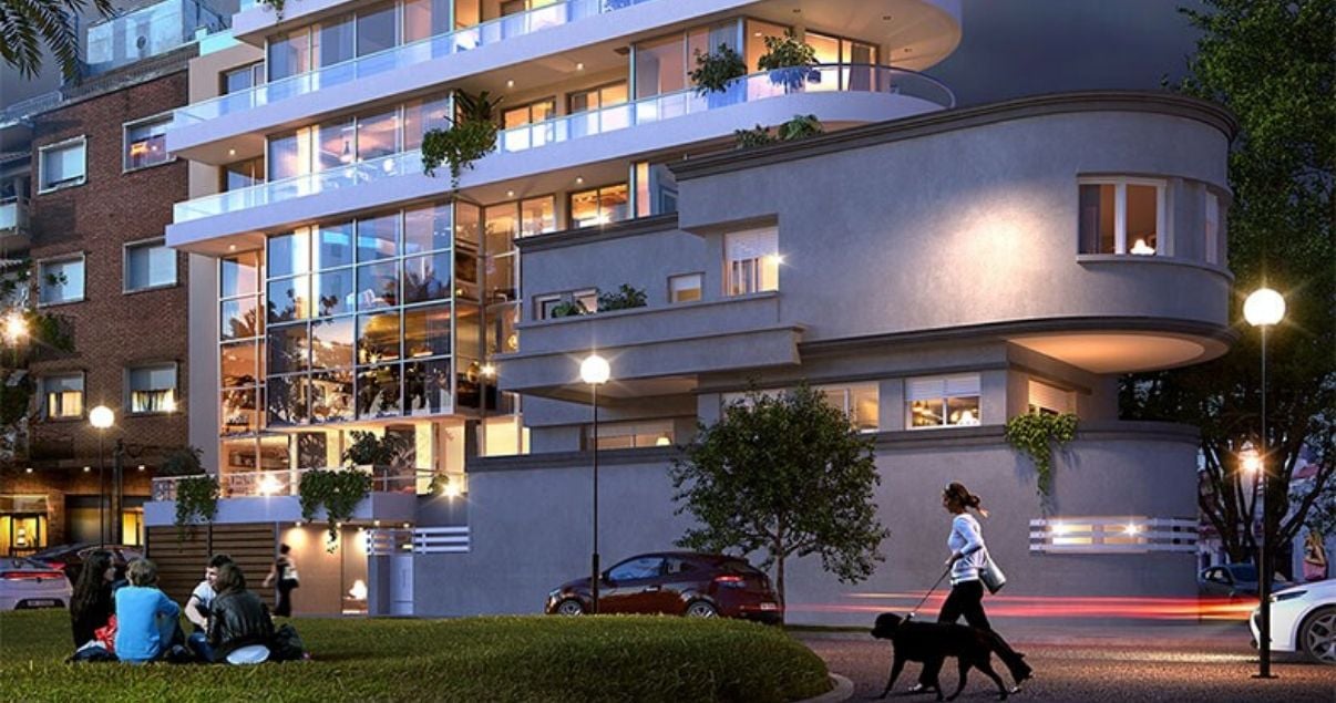 Fachada de Birdie Golf, edificio en punta carretas Montevideo, un proyecto del estudio de arquitectos Bettinelli