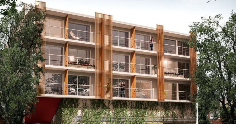 Exterior de edificio moderno fachada Neo Buxareo